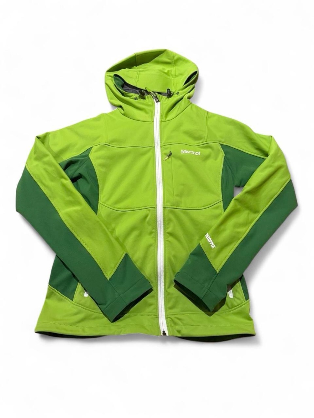 Marmot Lime and Forest Green Hooded Softshell Jacket
